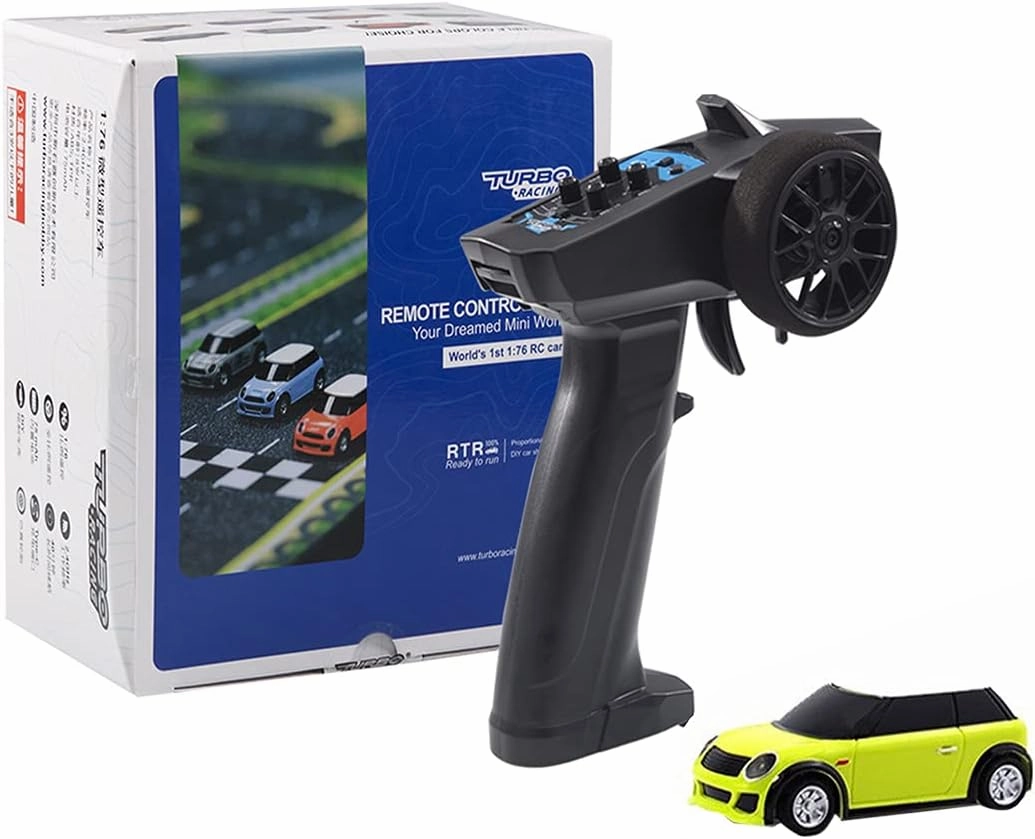 1/76 Mini Remote Control Racing Car, 2.4G 3CH High Speed Car Turbo Sport Car RC Drift Car RC Electric Rear-Drive Racing Car Toy Gifts for Boys Adults - RTR Version