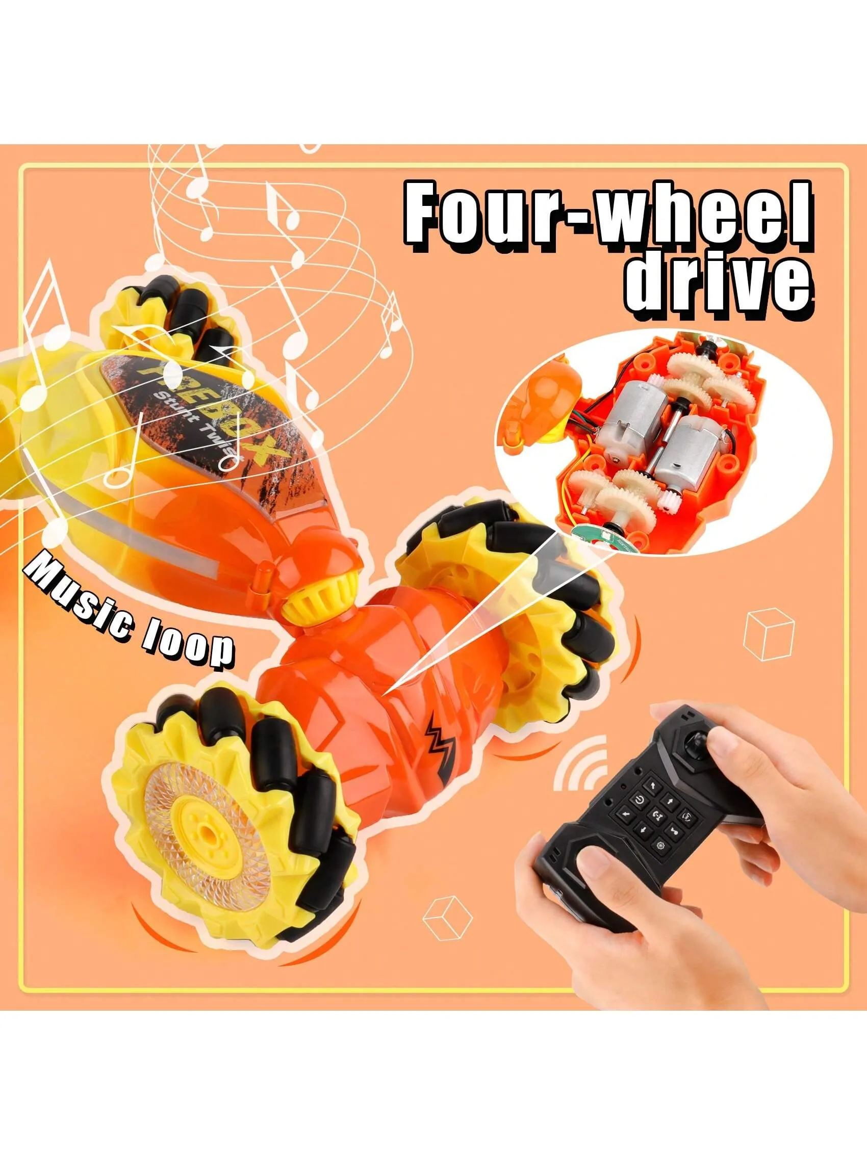 1PC Remote Hand Control Car Toys,Gesture Sensing RC Stunt Car,360°Rotation 4WD,For Kids Boys 8 9 10 11 12 Year Old,Christmas Easter Birthday Gifts