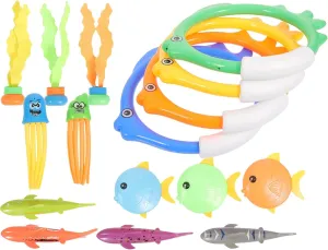 1Set Pool Diving with Sharks Fish and Rings for Fun Swimming Pool Games Water for Ages