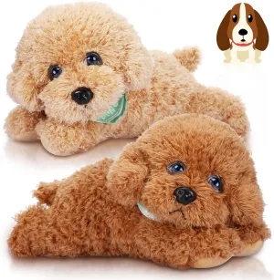 2 Pcs Plush Stuffed Golden Poodle Dog Plush Animals Soft Toy Stuffed Puppy Adorable Plush Puppy Toys for Preschool Birthday Party Supplies (Toy Poodle, 10.6 Inch)