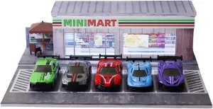 2025 Updated Model Car Display Case for Adults, Premium 1/64 Scale Diecast Parking Garage for Toy Cars, Toys Car Garage, Scenic Diorama Display Car Park with ith LED Lamps and 5 Parking Space
