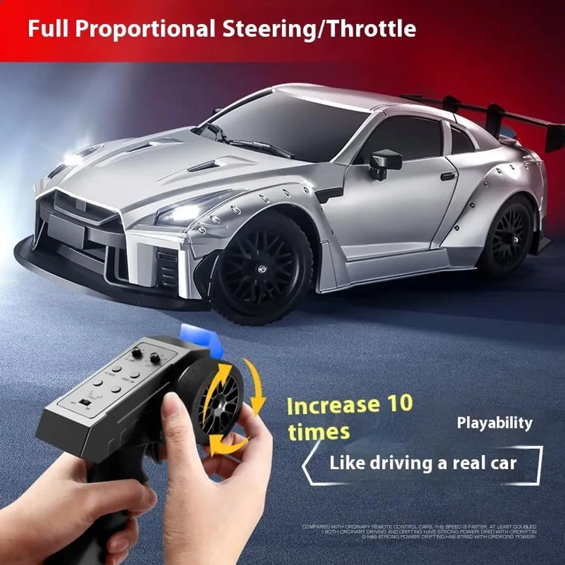 20KM/H High-Speed RC Drift Car, MN-268 1/16 Scale 2.4G Full-Proportional Control RWD RC Racing Car with Gyro & LED Light, Ideal Gift for Adults - RTR