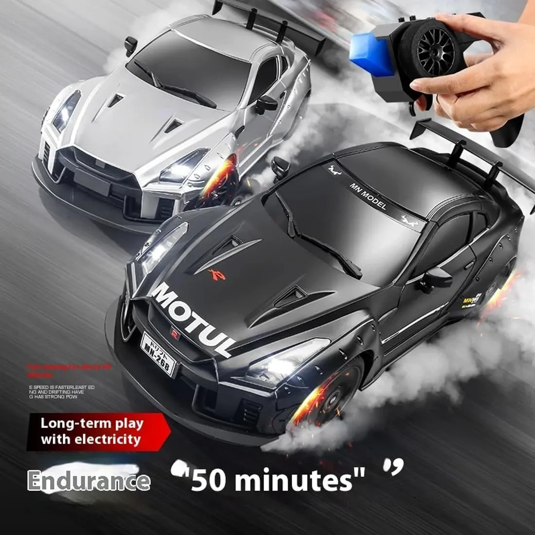 20KM/H High-Speed RC Drift Car, MN-268 1/16 Scale 2.4G Full-Proportional Control RWD RC Racing Car with Gyro & LED Light, Ideal Gift for Adults - RTR