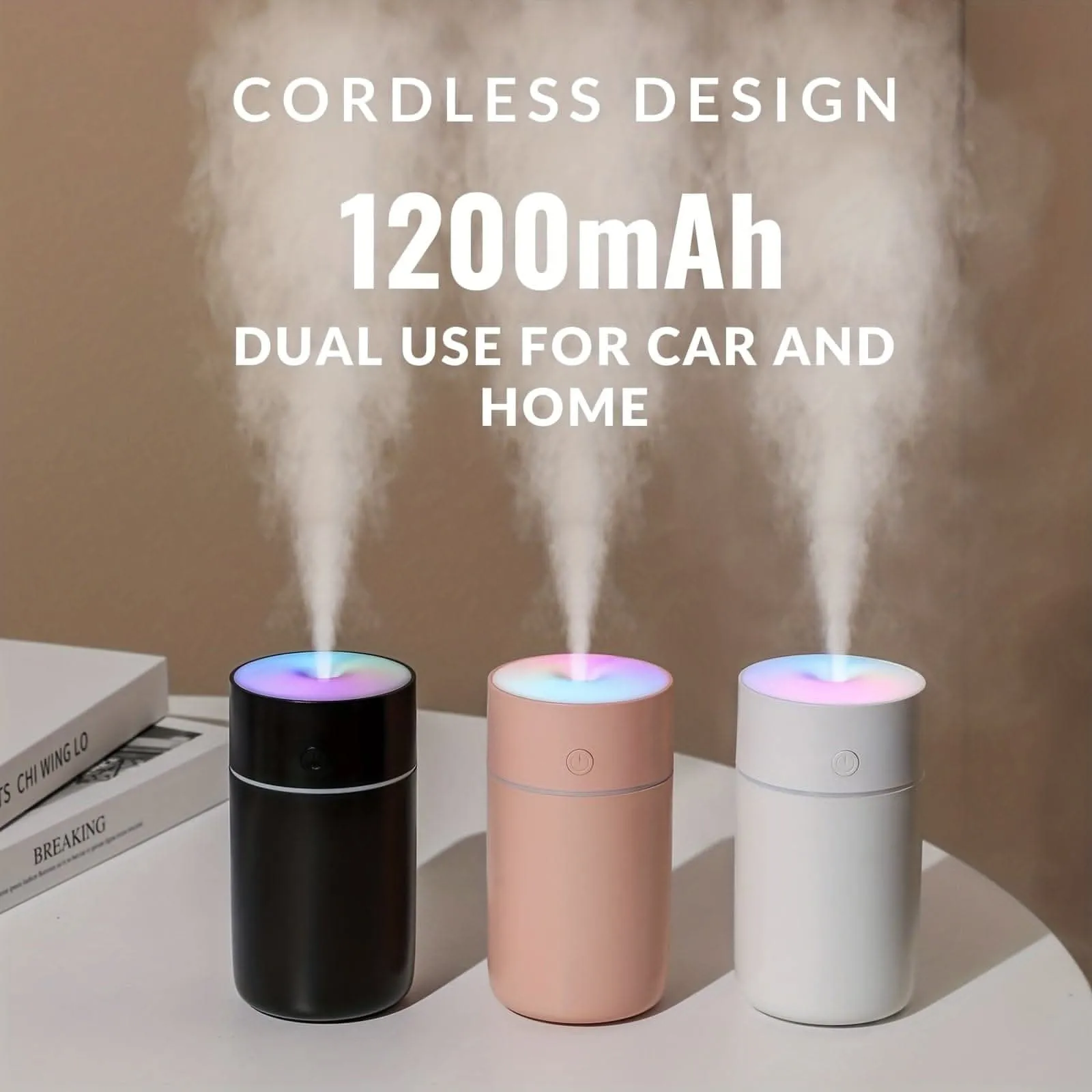 230ml Colorful Mini Air Humidifier - Ultrasonic Cool Mist & Cordless