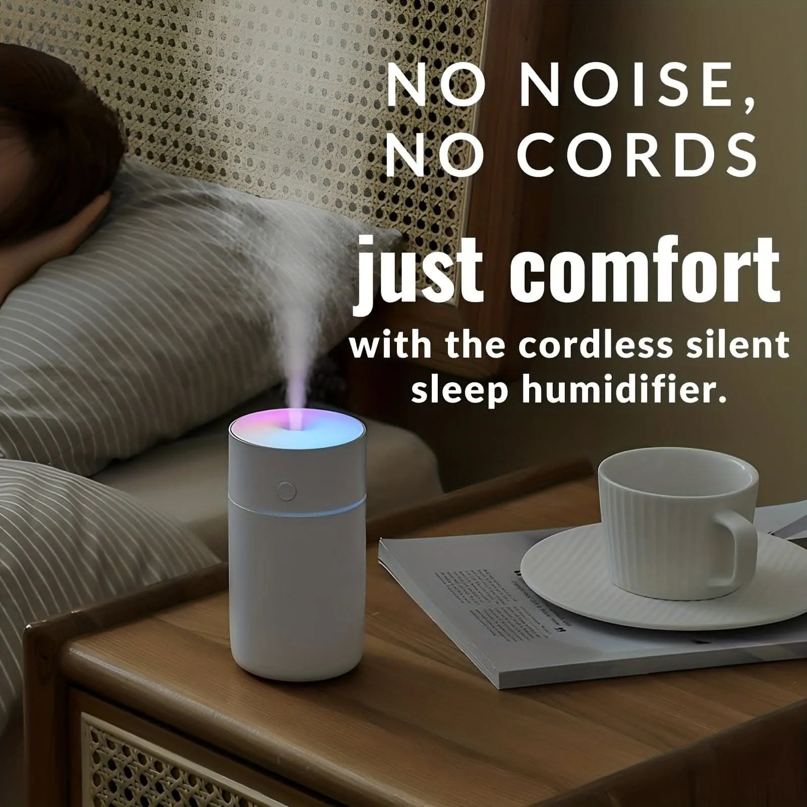 230ml Colorful Mini Air Humidifier - Ultrasonic Cool Mist & Cordless