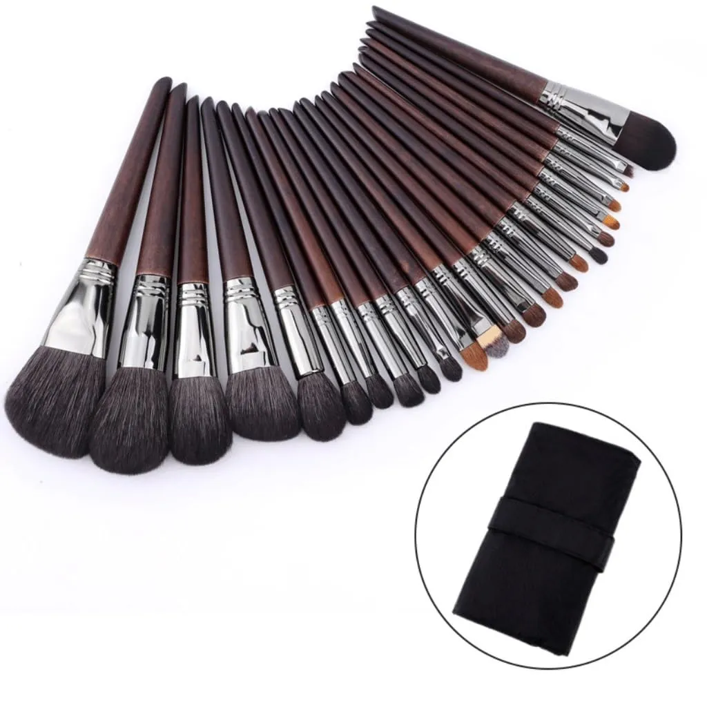 24 Makeup Brush Set Studio Makeup Artist Makeup Brush With Bag Portable(As shown,white-Patch five-pointed star4)