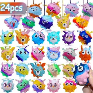 24 Pack Pop Fidget Toys Bulk 3D Stress Ball Toy, Party Favors for Birthday, Sensory Toys Bulk Squeeze Toys, Stress Relief, Easter Basket Stuffers, Classroom Prizes Stocking Stuffers for Adults Toddler