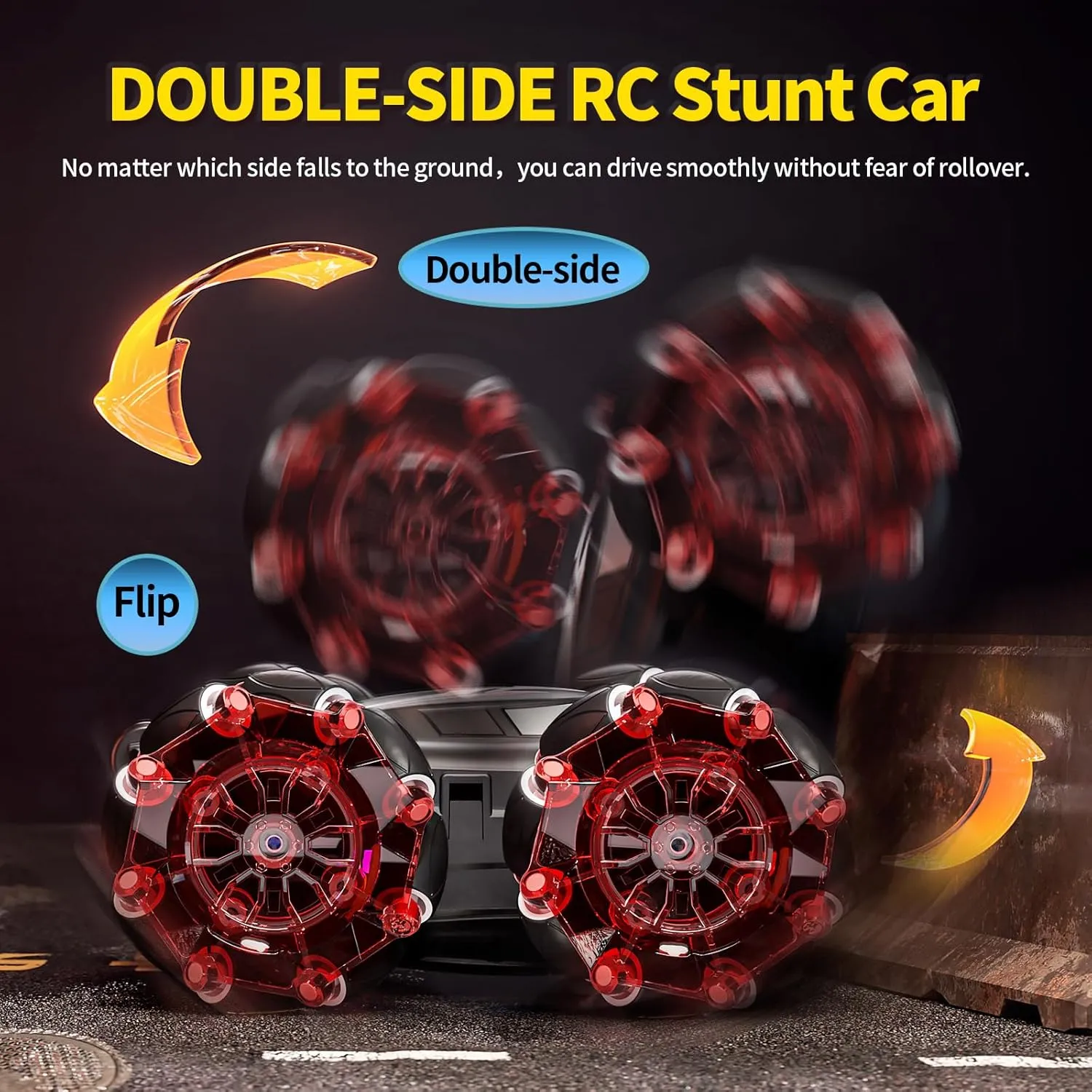 2.4GHz RC Stunt Car,4WD Double-Sided Gesture Sensing RC Cars,360°Flips Remote Control Car with Lights and Music for Boys Kids Birthday Gifts Age 6-12 Year Old (Red