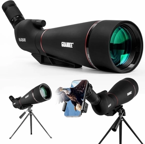 25-75x100 Spotting Scope for Target Shooting with Tripod Carrying Bag and Phone Adapter Spotter Scope for Bird Watching, Wildlife Viewing Black