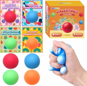 28-Pack Valentine's Day Gifts for Kids – Stress Ball Set with Stretchy Squishy Sensory Toys & Greeting Cards, Perfect for Classroom Exchange & Party Favors