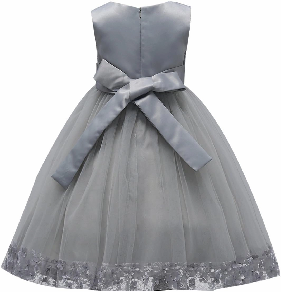 2-10T Big Little Girl Ball Gown Short Lace Flower Tulle Prom Dresses for Wedding Party Evening Dance