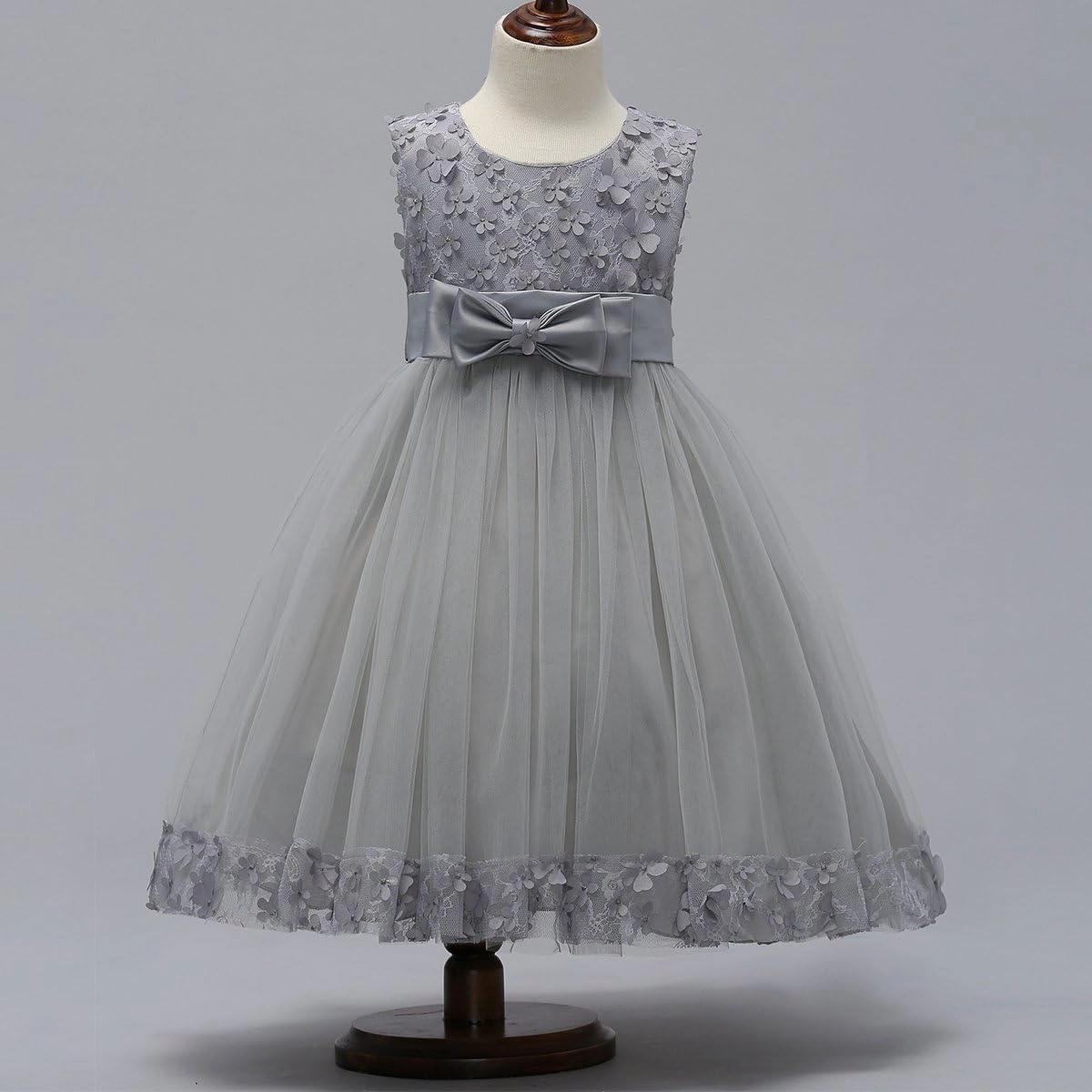 2-10T Big Little Girl Ball Gown Short Lace Flower Tulle Prom Dresses for Wedding Party Evening Dance