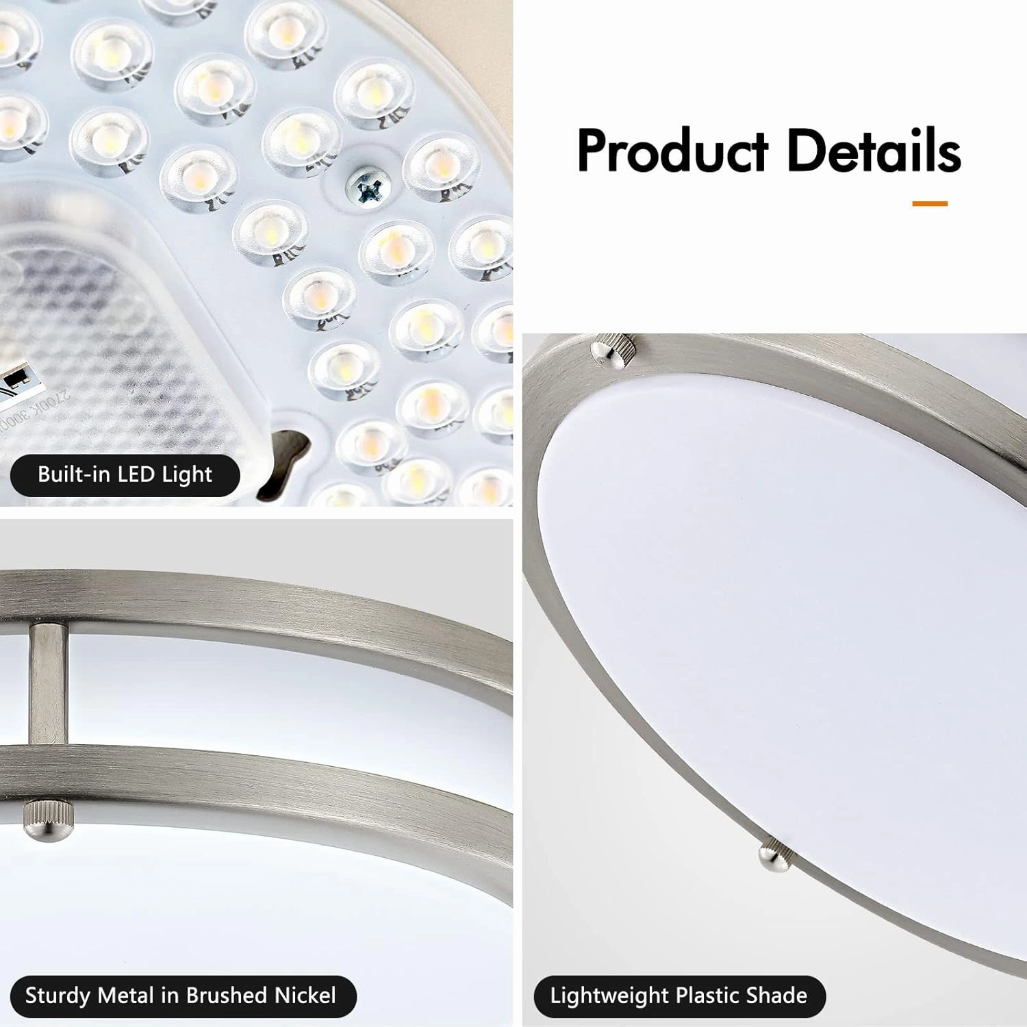 2-Pack 10Inch Flush Mount LED Ceiling Light Fixtures, Ultra Bright 3200LM Dimmable 5CCT 2700K-6500K, Kitchen Bedroom Bathroom Stairwell, Nickel