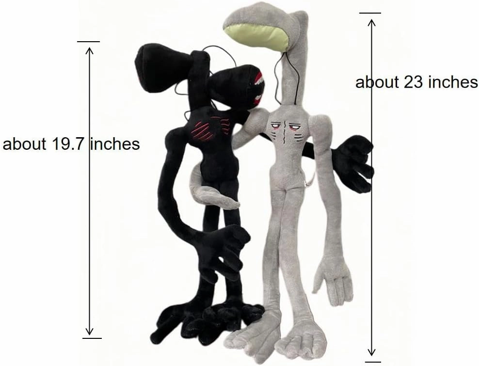 2 PCS Siren Head Plush Toy Built-in Steel Wire Limbs Movable Plush Toy Night Light Street Lamp Toy Glow in The Dark Plush Toy Christmas Halloween Birthday Party Toy (Black)