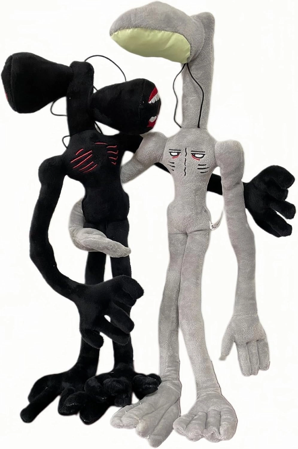 2 PCS Siren Head Plush Toy Built-in Steel Wire Limbs Movable Plush Toy Night Light Street Lamp Toy Glow in The Dark Plush Toy Christmas Halloween Birthday Party Toy (Black)