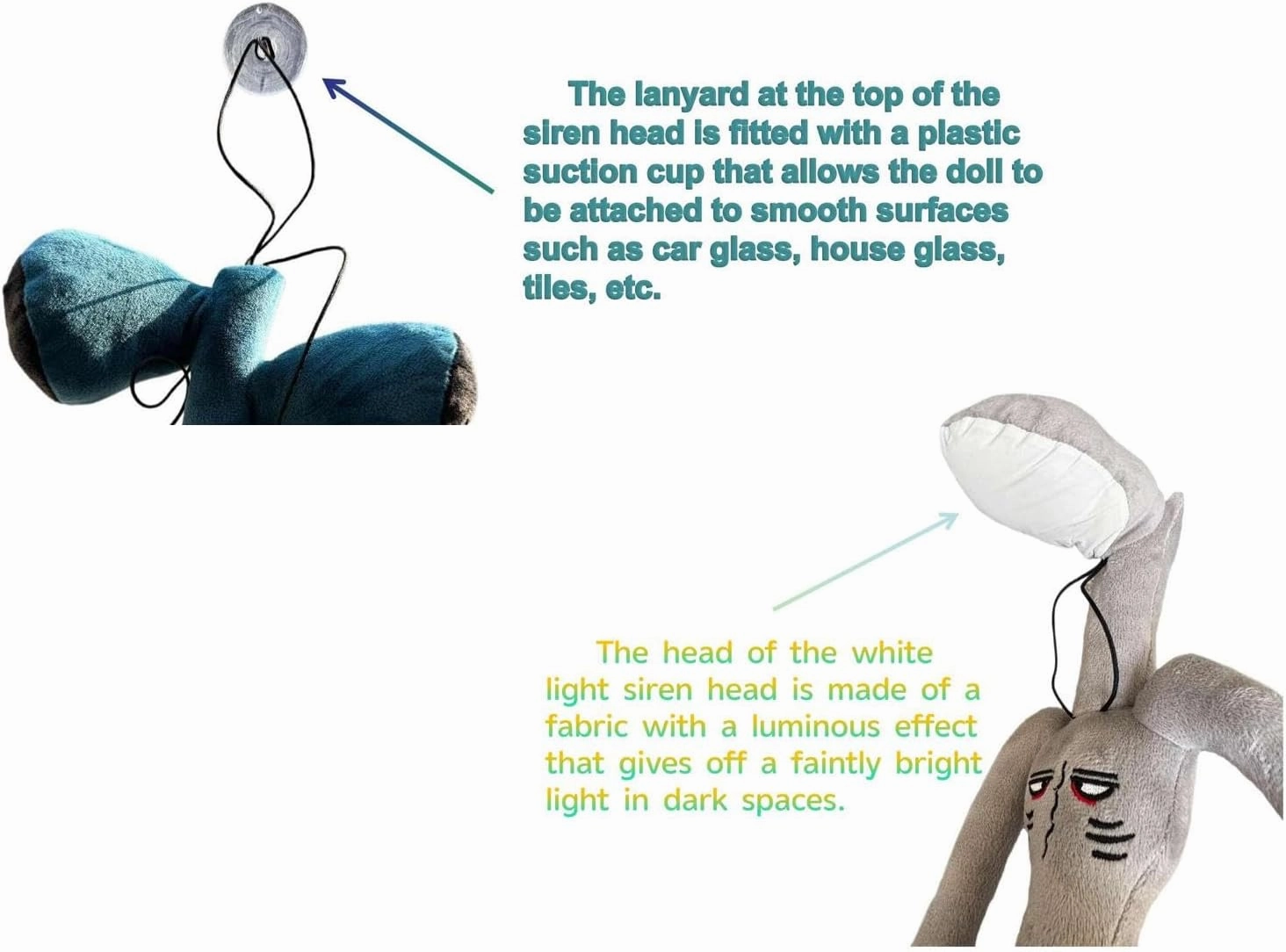 2 PCS Siren Head Plush Toy Built-in Steel Wire Limbs Movable Plush Toy Night Light Street Lamp Toy Glow in The Dark Plush Toy Christmas Halloween Birthday Party Toy (Black)