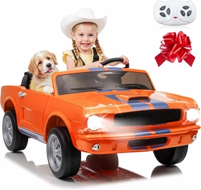 2 Seater Ride On Car for Kids, 24V Licensed Ford Shelby Cobra Kids Electric Vehicle Ride On Toy Racing Car w/Remote Control, 3 Speed, 4-Wheeler Suspension, Soft Start, Bluetooth, LED Lights