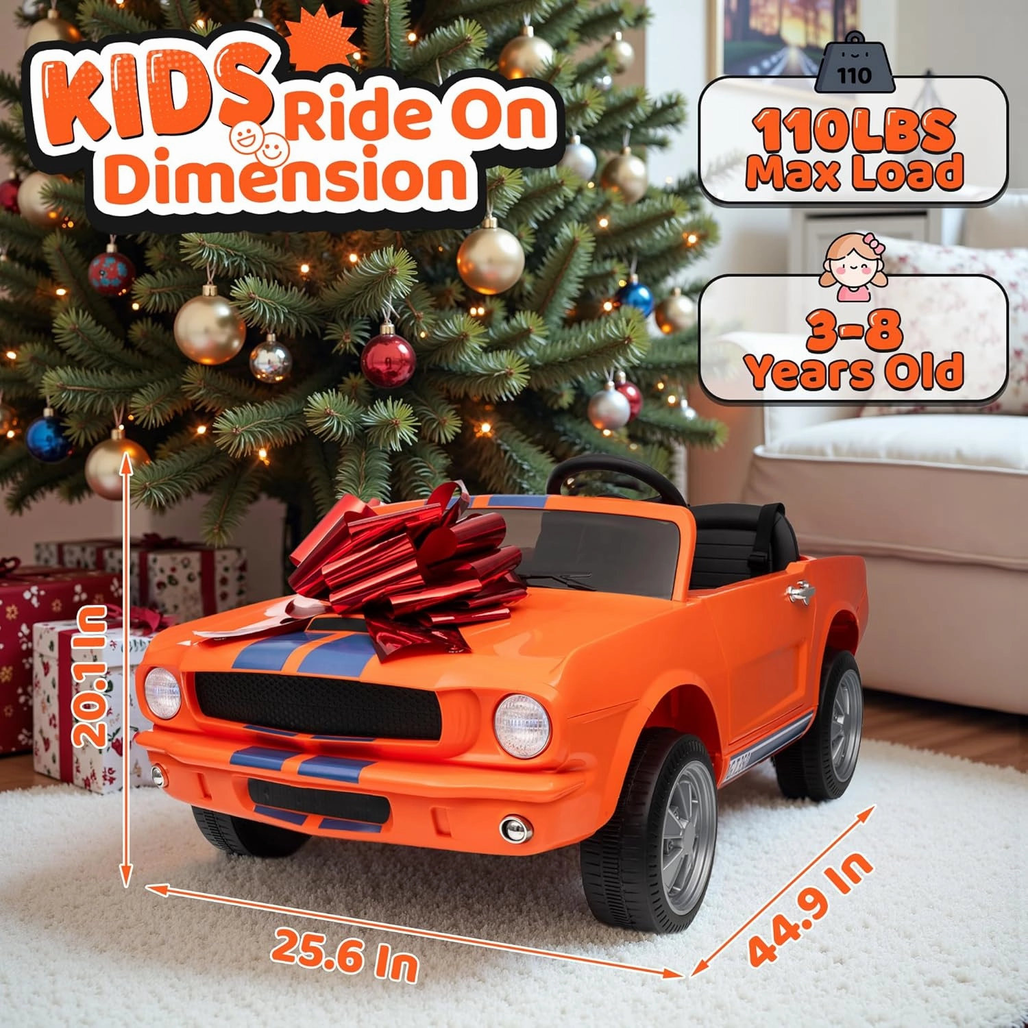 2 Seater Ride On Car for Kids, 24V Licensed Ford Shelby Cobra Kids Electric Vehicle Ride On Toy Racing Car w/Remote Control, 3 Speed, 4-Wheeler Suspension, Soft Start, Bluetooth, LED Lights