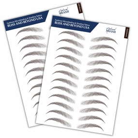 2 sheets eyebrow tattoo waterproof sticker, Long Lasting, Natural Looking Fake Eyebrow for Alopecia, Chemo, Cancer gift. Same Size eyebrow tattoos (Natural Miami, Dark Brown)