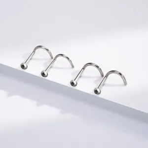 2PCS 18G/20G Titanium Half-Ball Top S-Shape Nose Studs