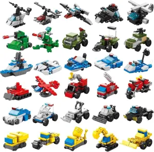 30 PCS Military Vehicles Engineering Cars Building Block Sets 3D Assembly Cars Truck Helicopter Boys and Girls Mini Building Car Army Tank Toys for Party Favors Kids Prizes