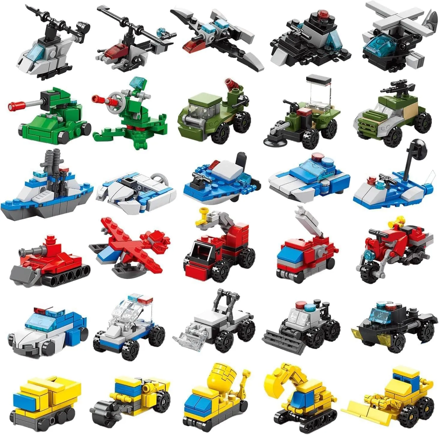 30 PCS Military Vehicles Engineering Cars Building Block Sets 3D Assembly Cars Truck Helicopter Boys and Girls Mini Building Car Army Tank Toys for Party Favors Kids Prizes