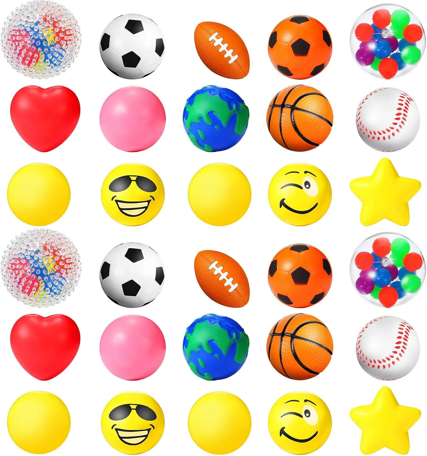 30 Pieces Stress Balls, 2 Inch Stress Smile Balls, Stress Ball Pack, Stress Relief Small Balls, Toys Prizes for Teens Treasure Box Classroom Prizes School Office Party Favor Birthday Gift, Multicolors
