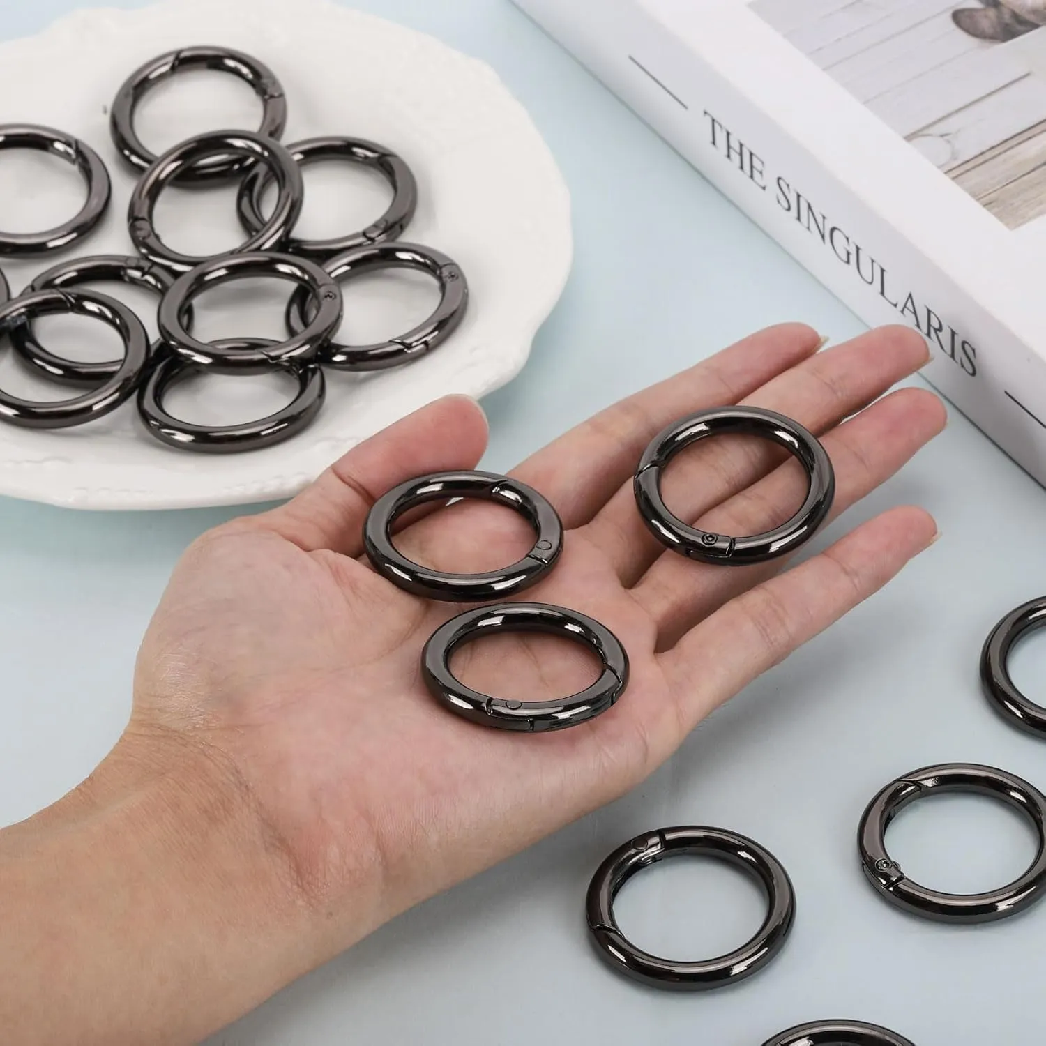 30pcs Metal Spring O Rings,1 inch Round Carabiner Clips Keyrings for Keyrings Buckle, DIY Crafts, Dog Leashes, Luggage Accessories