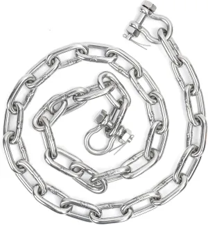 316 Stainless Steel Anchor Chain, Marine Grade Boat Anchor Chain Kit, Heavy-Duty 1/4" or 5/16" Anchor Lead Chain w/ 2 Pcs Anti-Off Double Shackle Link Ends for Boats, Pontoon, Deck & Sail