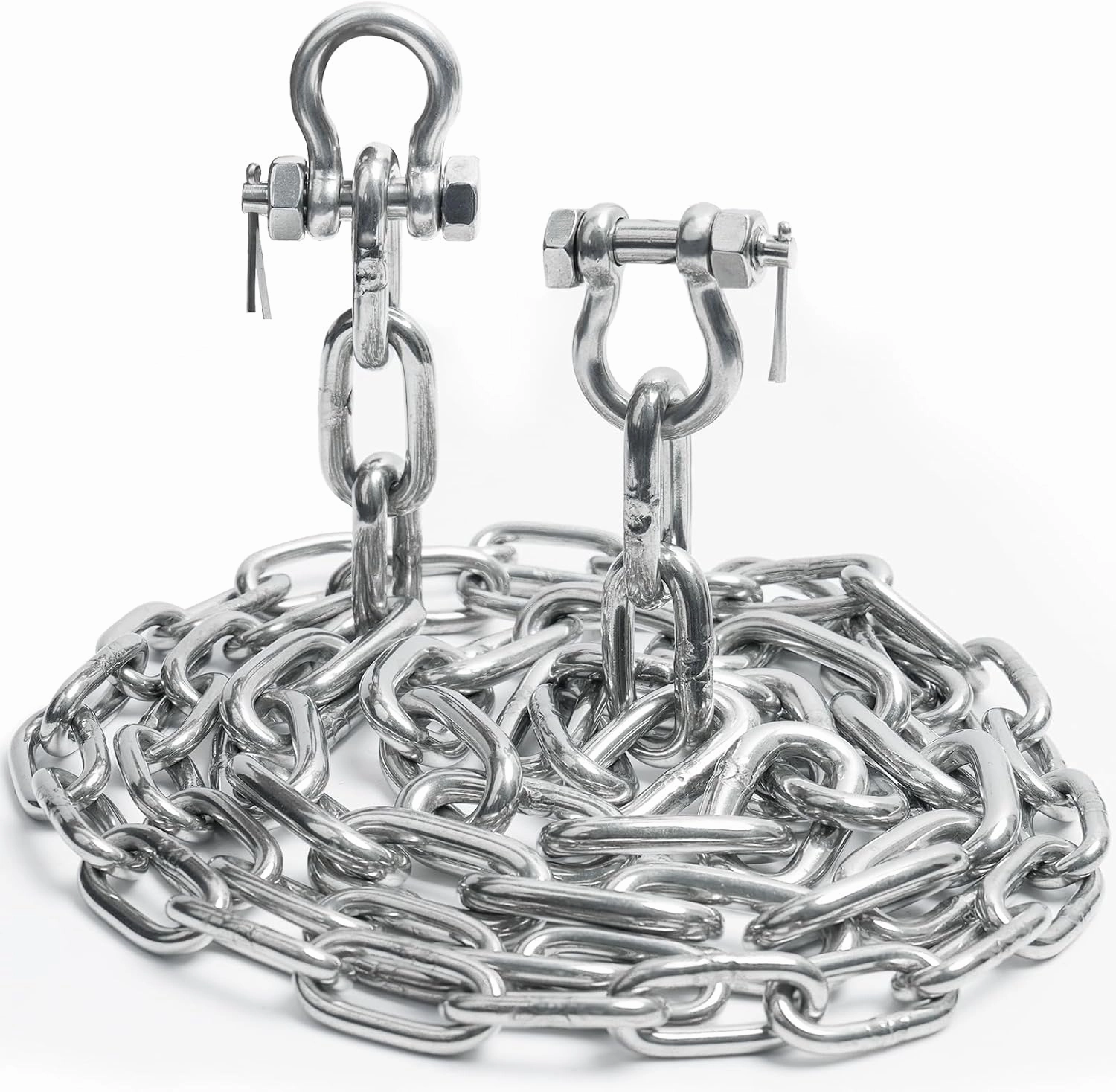 316 Stainless Steel Anchor Chain, Marine Grade Boat Anchor Chain Kit, Heavy-Duty 1/4" or 5/16" Anchor Lead Chain w/ 2 Pcs Anti-Off Double Shackle Link Ends for Boats, Pontoon, Deck & Sail