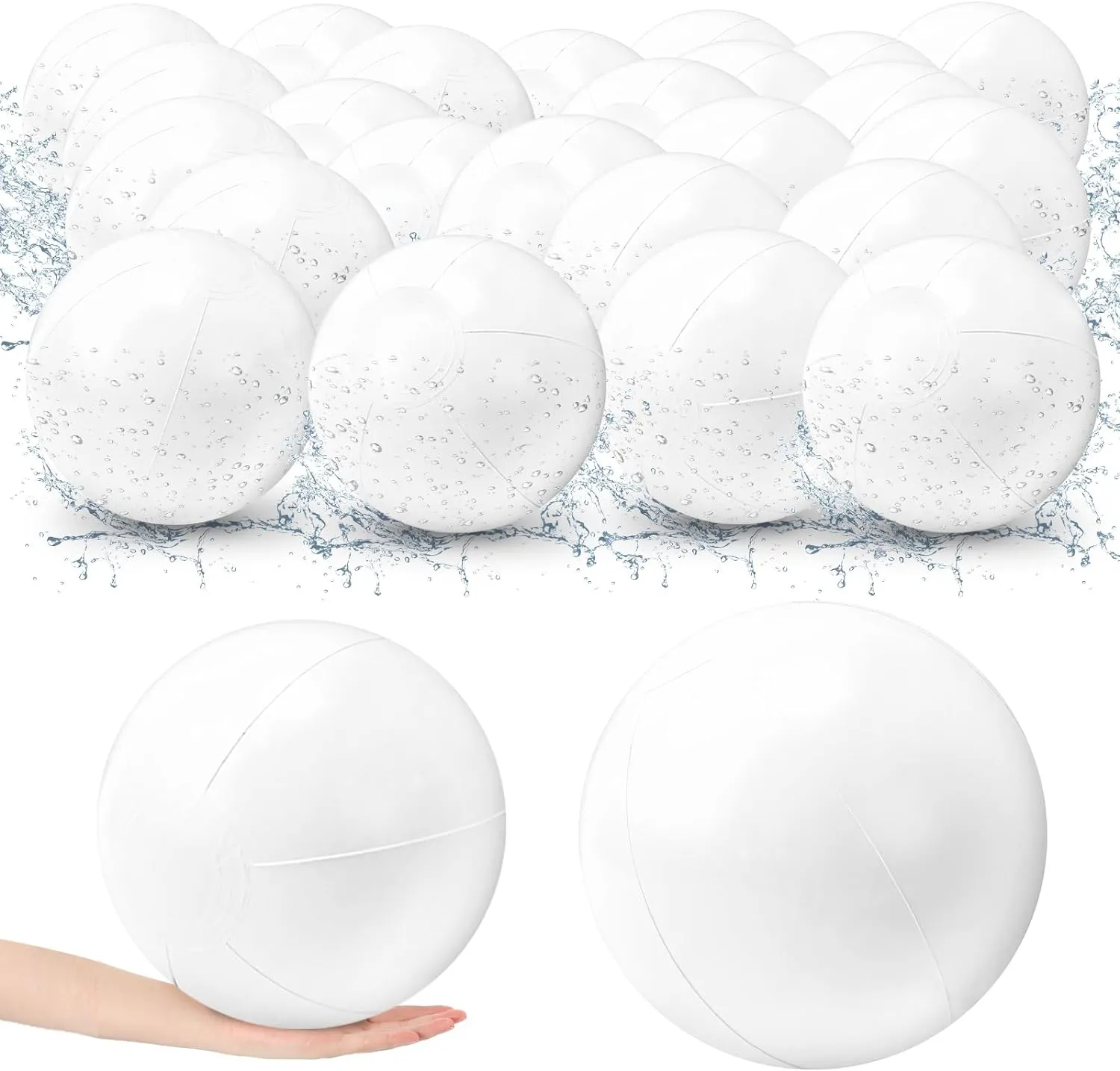 36 Pieces 5.5 Inch Solid White Beach Balls Bulk Inflatable Beach Ball Swimming Pool Party Balls Beach Game Toy for Summer Beach, Pool and Party Favor