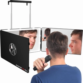3 Way Mirror with Tri-Color Light - Men's & Women's Self-trim Mirror with Lights and Height Adjustment (Black)