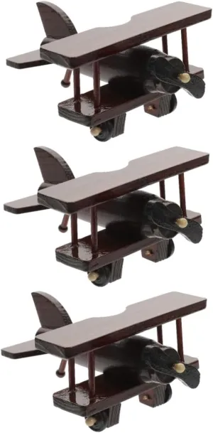 3pcs Vintage Wooden Helicopter Model for Decorative Wood Plane Safe Smooth Surface for Home Decor Learning Compact Lightweight Design
