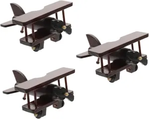 3pcs Wooden Helicopter Model Vintage Wood Plane for Safe Decorative Helicopter Craft for Boys for Home Decor Playtime