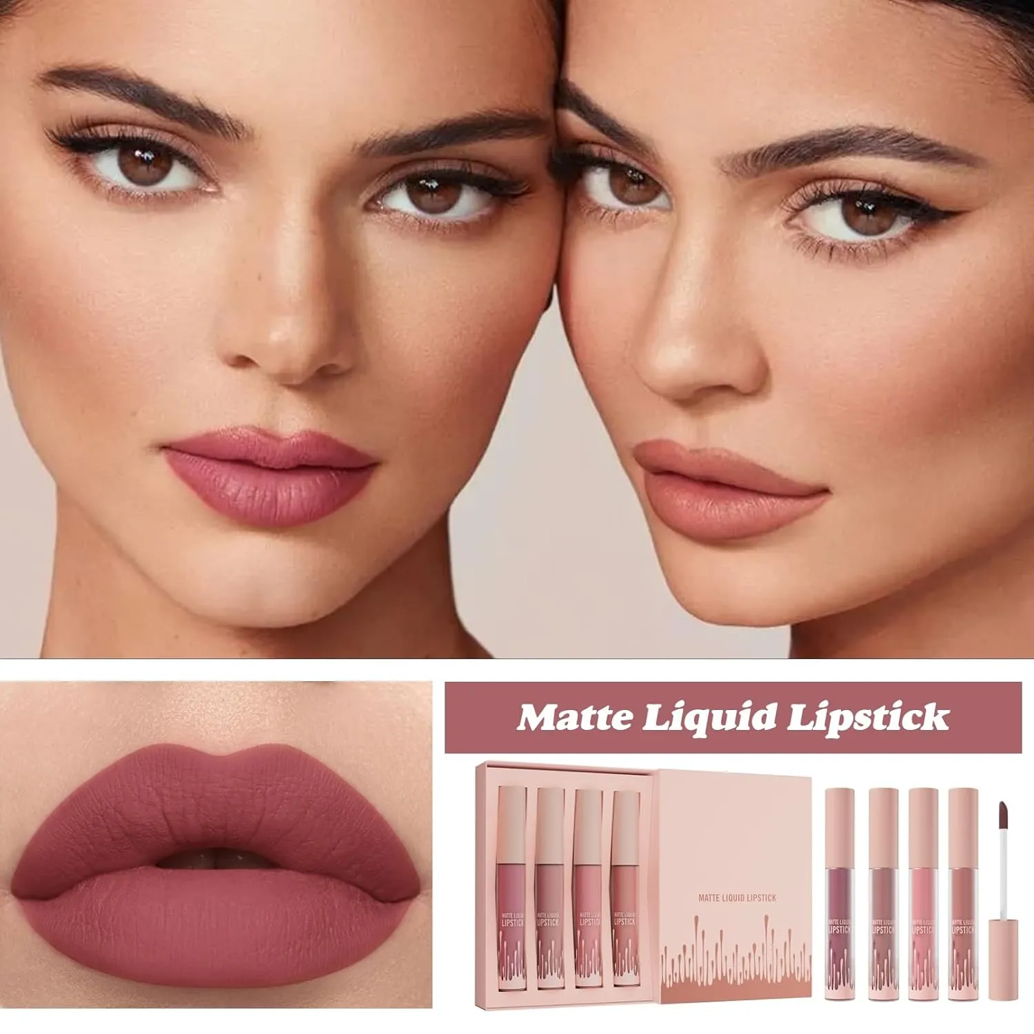 4 color Velvet matte lip gloss set, waterproof, non-sticky, long-lasting non-removal, perfect for creating natural lip makeup(4 Pcs Set)