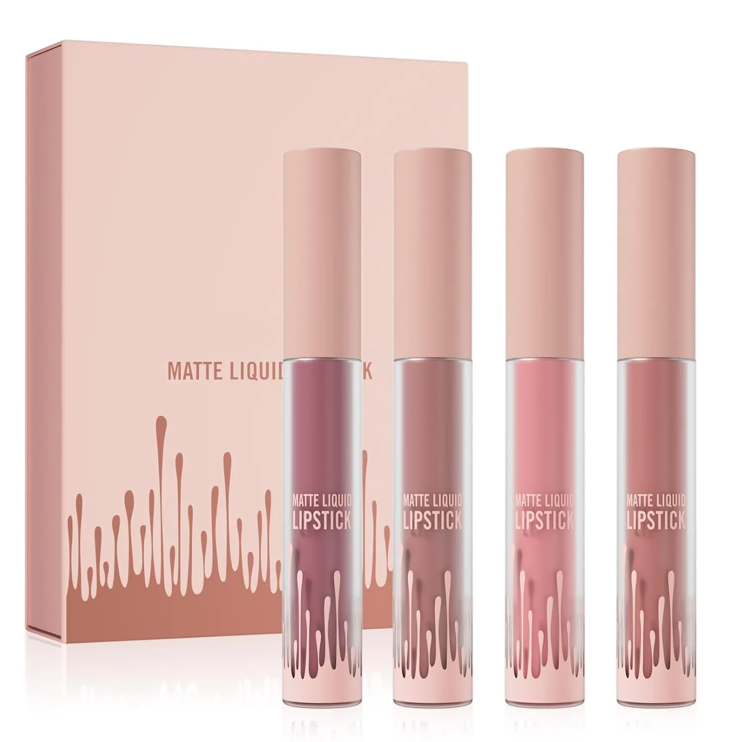 4 color Velvet matte lip gloss set, waterproof, non-sticky, long-lasting non-removal, perfect for creating natural lip makeup(4 Pcs Set)