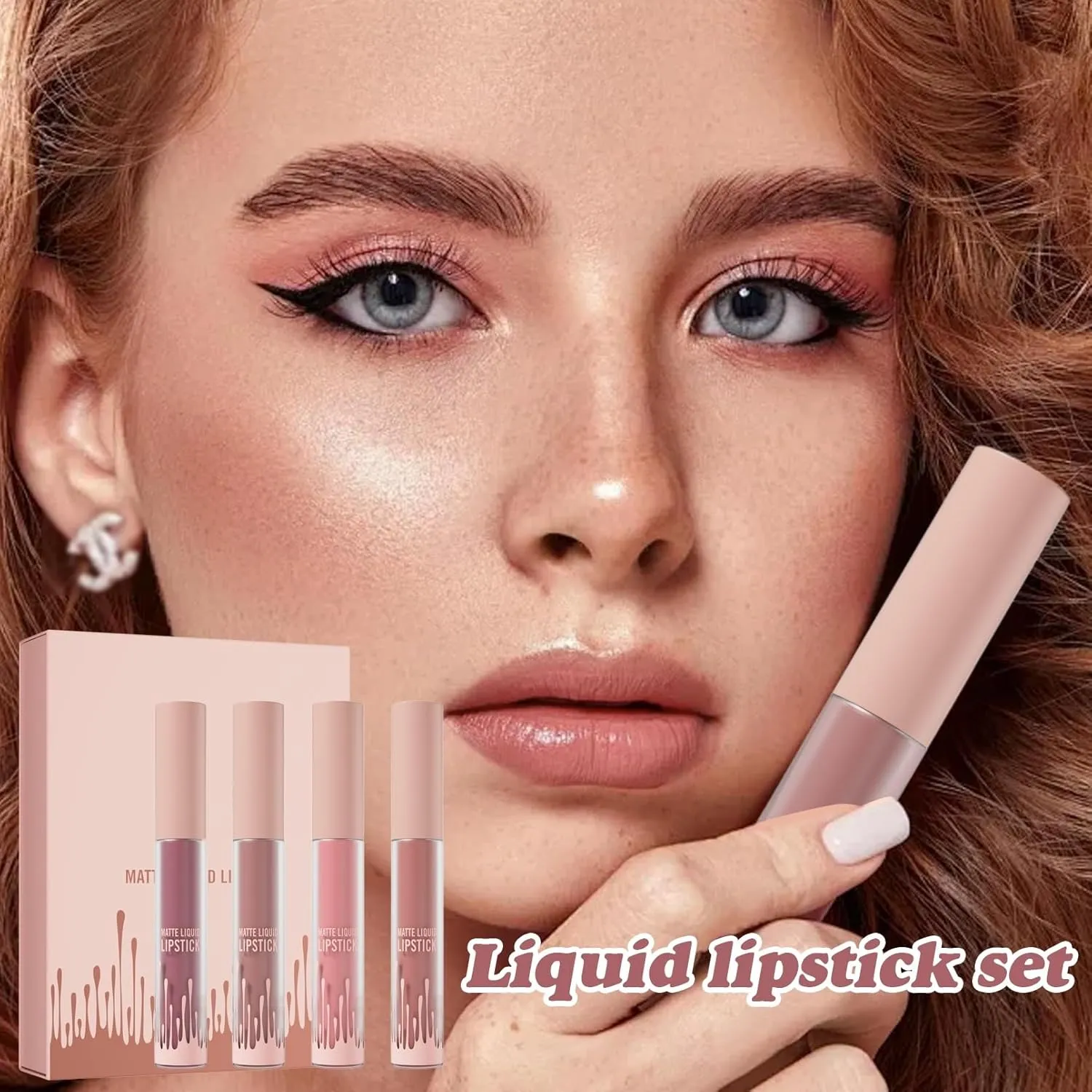 4 color Velvet matte lip gloss set, waterproof, non-sticky, long-lasting non-removal, perfect for creating natural lip makeup(4 Pcs Set)