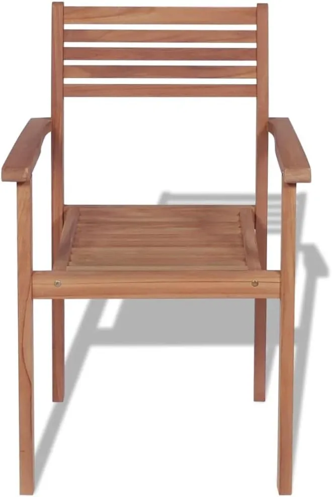 4-Piece Stackable Patio Chairs Solid Teak Wood Outdoor Furniture Set, Durable Weather-Resistant Dining Chairs for Backyard, Pool, Beach, Camping