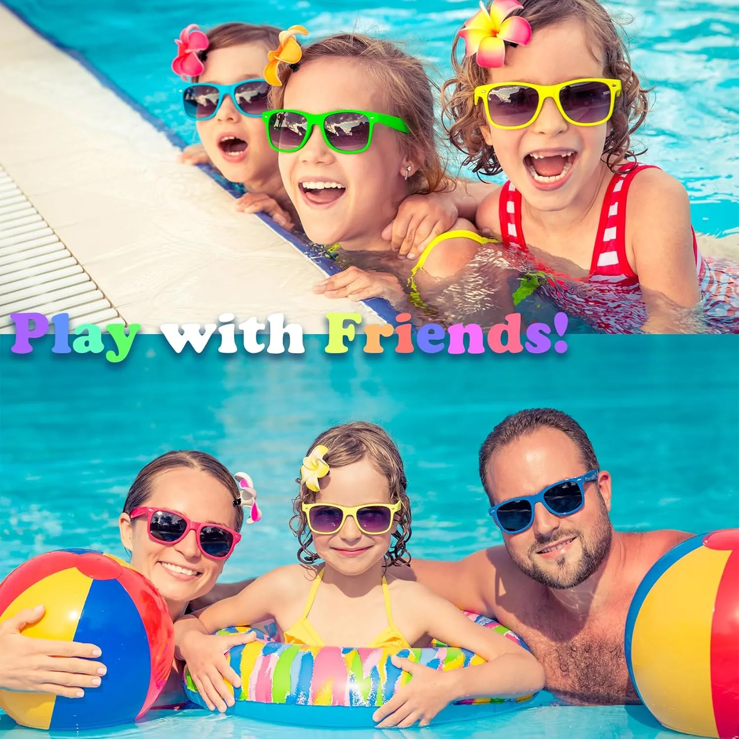 48 Pieces Summer Neon Glasses Beach Balls Bulk Party Favors 24Pack Neon Glasses 24Pack Beach Balls Boys Girls Graduation Party Supplies for Beach Day Pool Party Favors Goodie Bag Favors