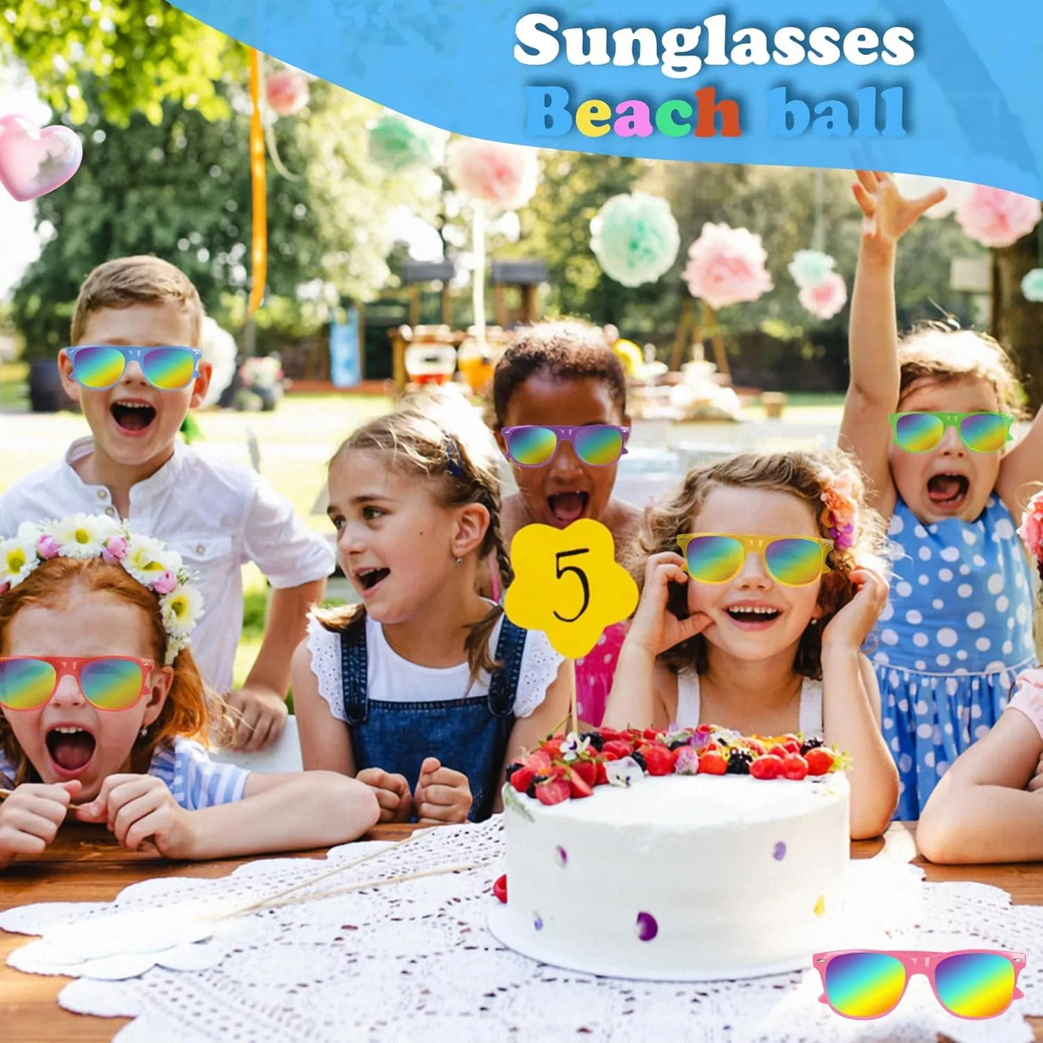 48 Pieces Summer Neon Glasses Beach Balls Bulk Party Favors 24Pack Neon Glasses 24Pack Beach Balls Boys Girls Graduation Party Supplies for Beach Day Pool Party Favors Goodie Bag Favors