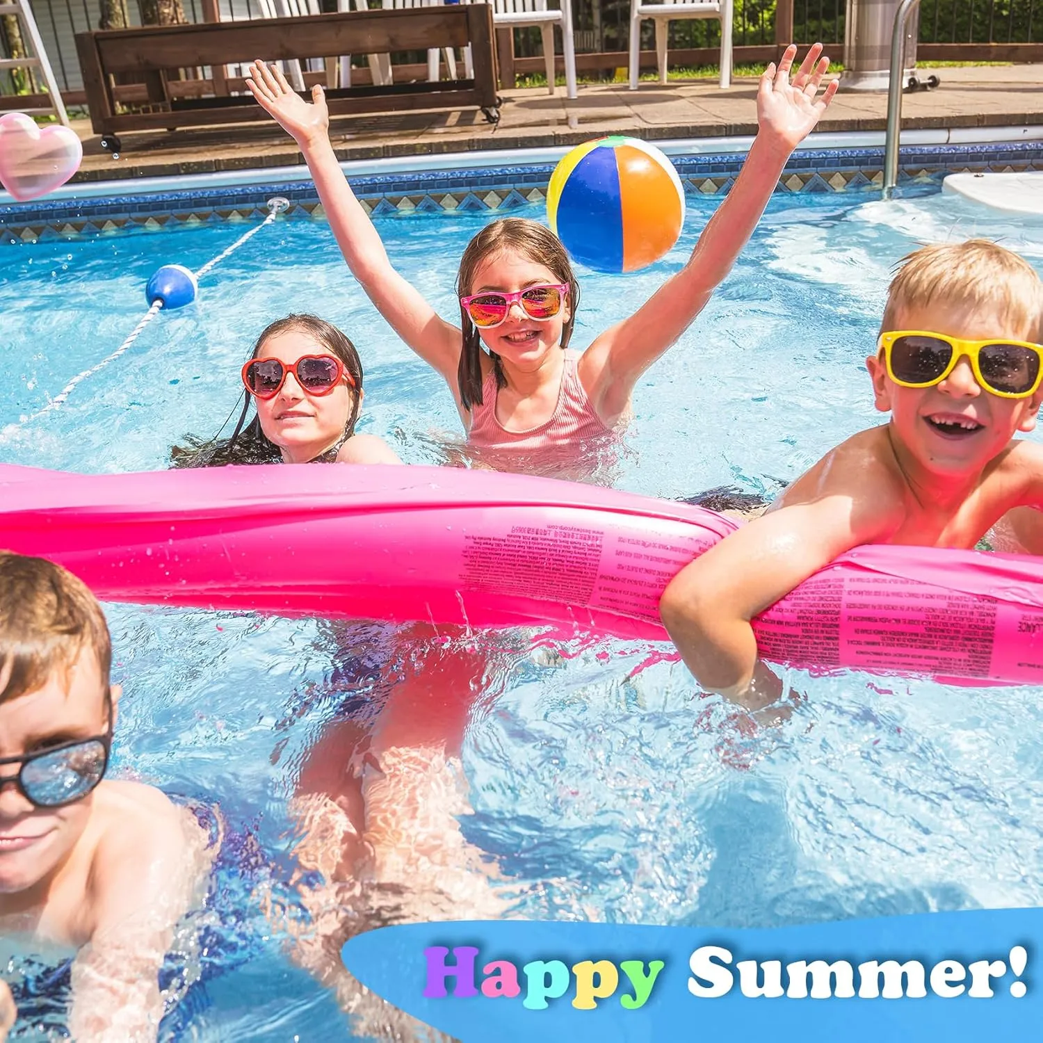 48 Pieces Summer Neon Glasses Beach Balls Bulk Party Favors 24Pack Neon Glasses 24Pack Beach Balls Boys Girls Graduation Party Supplies for Beach Day Pool Party Favors Goodie Bag Favors
