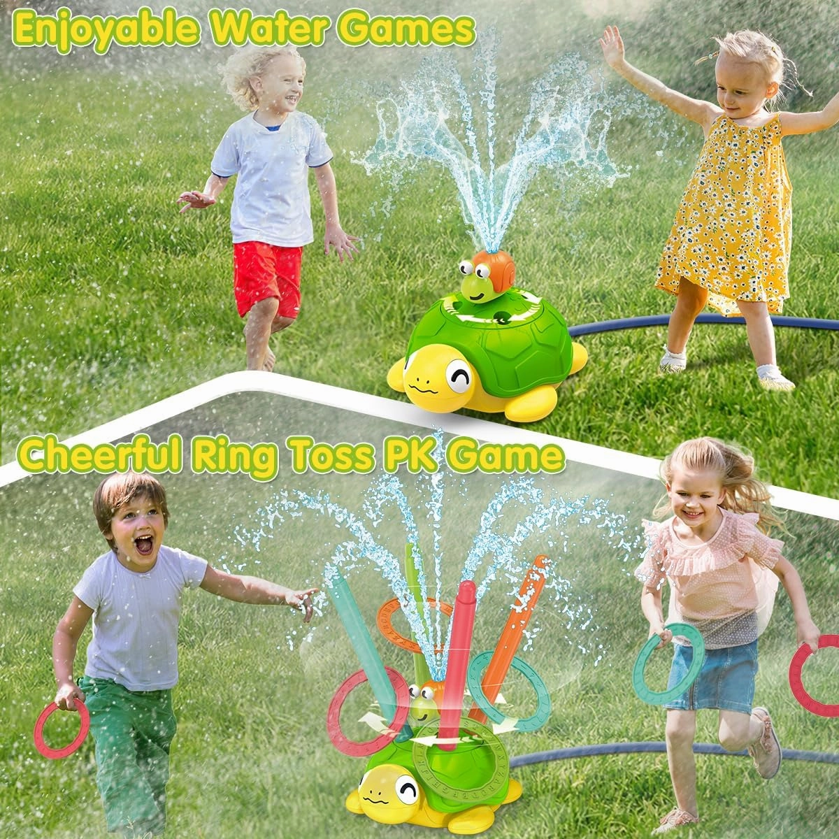 4-in-1 Turtle Water Sprinkler for Kids Summer Toys, Outdoor Toys for Toddlers, Kids Sprinkler Water Toys, Backyard Games for Summer Fun, Backyard Games Splash Water Toys Gifts for Boys Girls Dogs