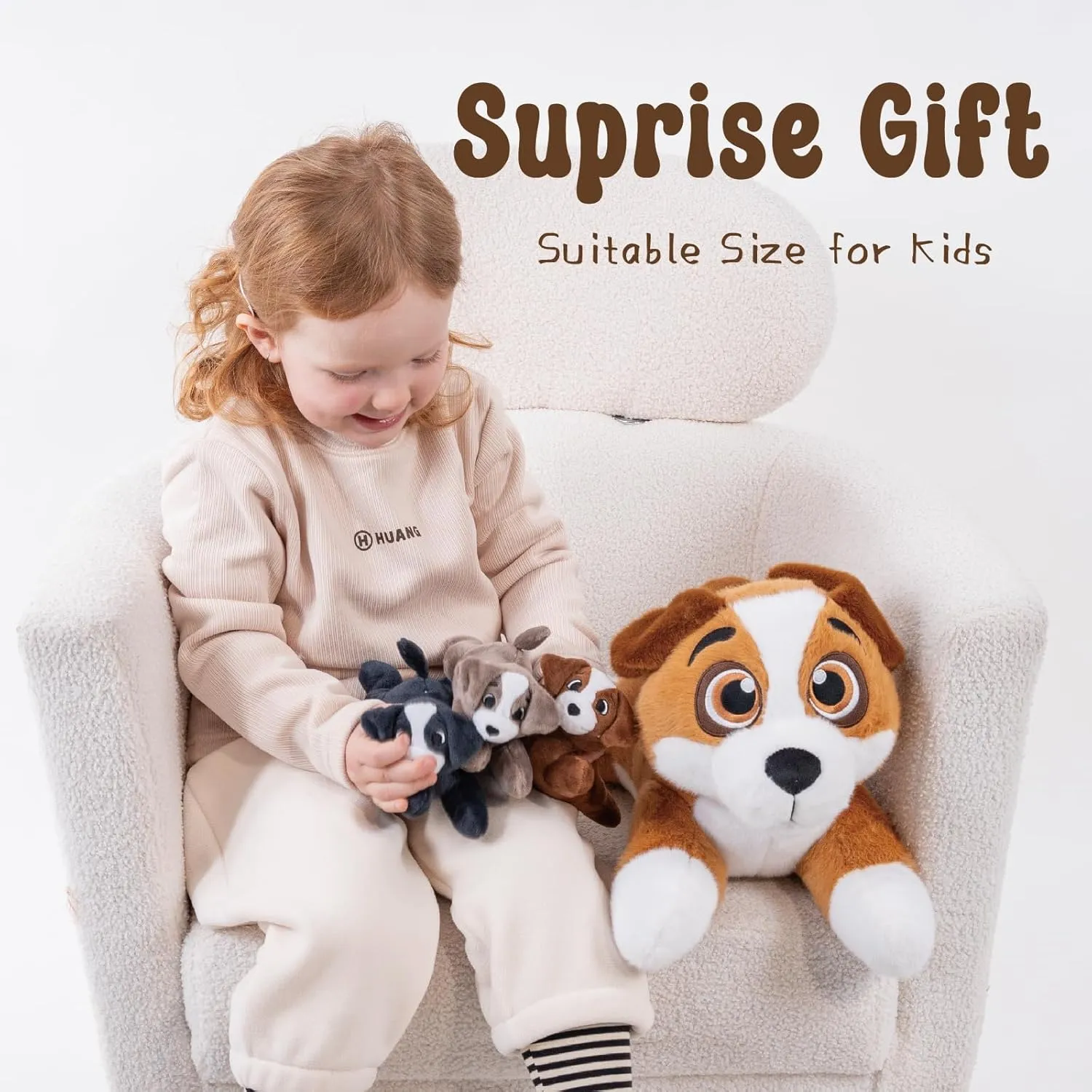 4Pcs Weighted Dog Stuffed Animal, Beagle Stuffed Animals with Babies Inside, Mommy Dog with Puppies Inside, Weighted Puppy Plush Toy for Kids on Birthday Children's Day Christmas(19.5" 3.3lbs)