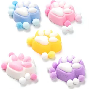 5 Pcs Taba Squishy Cat Paw Squeeze Toys, Cute Cat Paw Squishy Toys Set for Stress Relief, Soft Jelly Kitty Squeeze Fidget Toys, Sensory Fidget Decompression Toy for Kids Adults