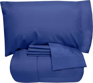 5 Piece Twin XL Comforter Set All Season Soft Down Alternative Blanket & Luxurious Cotton Fits Mattress Up to 18" Deep Pocket Bed 4 Piece Sheet Set Royal Blue