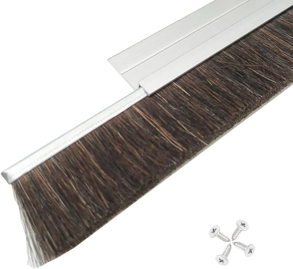 5 Set Horsehair 2.16 Inches x 39.37 InchesBrush Door Sweep Door Brush Seal Roll Up Door Garage Door Sweeps Suitable for Various Floors Easy Mounting (2.16 in, 5)