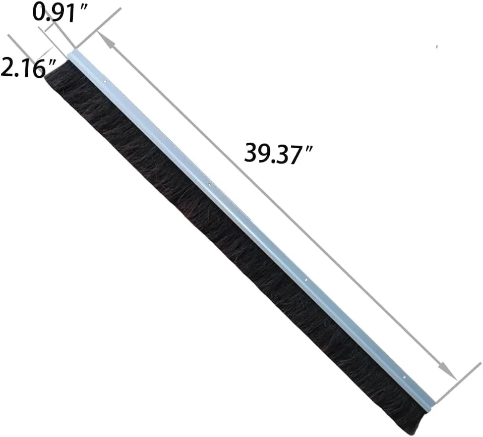 5 Set Horsehair 2.16 Inches x 39.37 InchesBrush Door Sweep Door Brush Seal Roll Up Door Garage Door Sweeps Suitable for Various Floors Easy Mounting (2.16 in, 5)