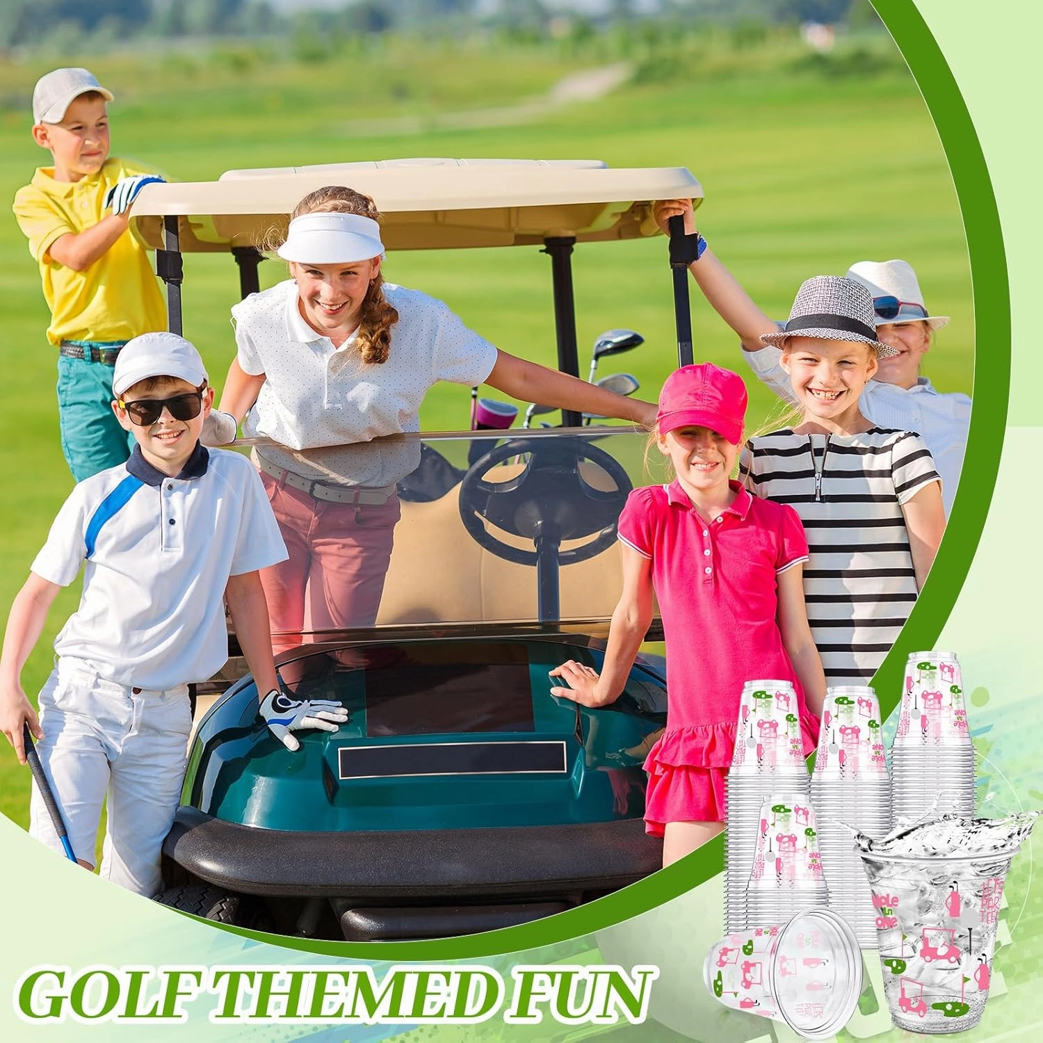 50 Pcs Masters Golf Ball Party Supplies Bulk Clear Plastic Cups 12oz Disposable Let's Par-tee for Home Sports Golf Themed Birthday Bachelor Party Supplies Favors (Pink)