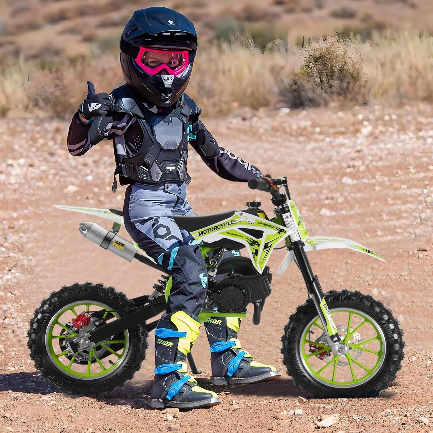 50cc 2-Stroke Kids Dirt Bike,2025 New Upgraded Gas Powered Off-Road Mini Bike with Front & Rear Disc Brake,Off Road Gas Power Dirt Bikes for Kids 8-14,Mini Dirt Bike Pocket,Max Speed 40km/H G