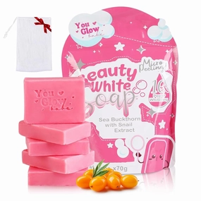 5 Bars You Glow Babe Soap, You Glow Babe Rejuvenating Set, Sea Buckthorn with Snail Extract, Moisturizing Skin, Leaves Skin Moisturised and Supple(70G x 5)